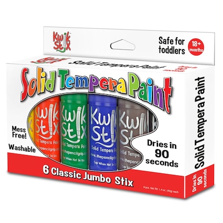 The Pencil Grip Jumbo Solid Tempera Paint Stick, Classic Colors, PK6 646
